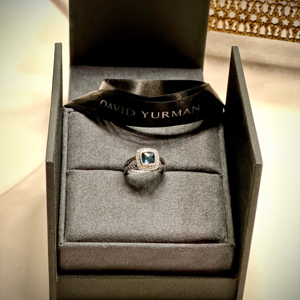 David Yurman Petite Albion® Ring with Hampton Blue Topaz and Diamonds